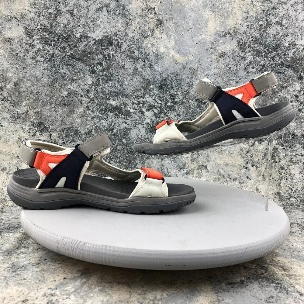 Earth Origins Men's Size 12M Bodi Grey Multi Blue Orange Open Toe Sport Sandals